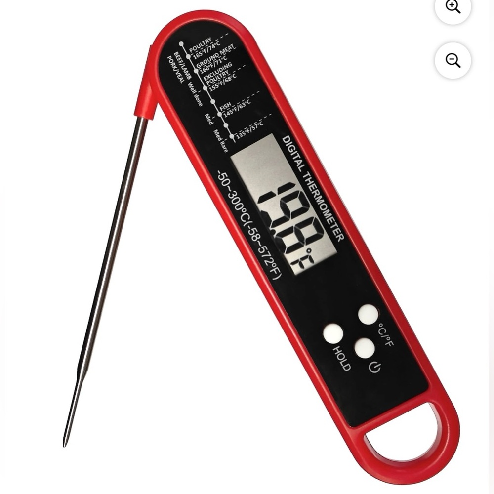 DAYBETTER Digital Meat Thermometer with Probe for Cooking & Grilling, Red - NWT